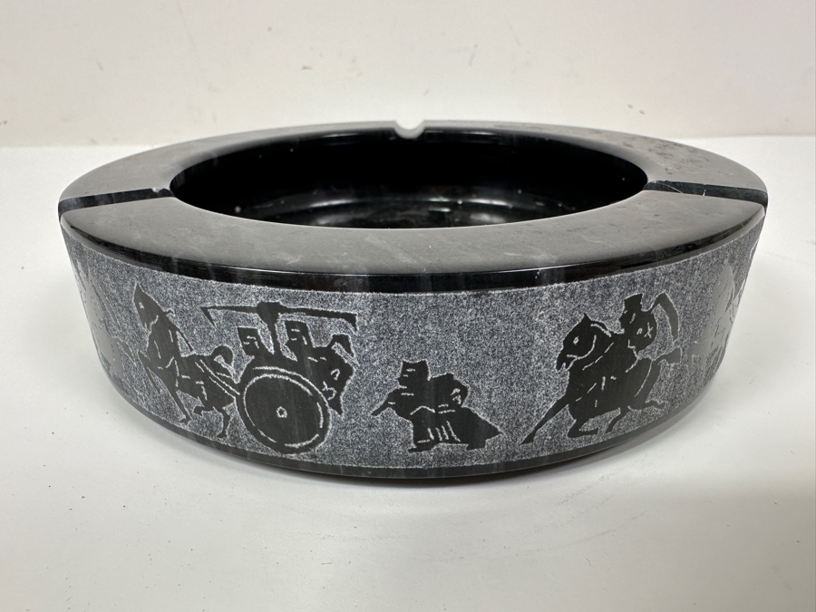 Vintage Hand Carved Marble Ashtray 6W [Photo 2]