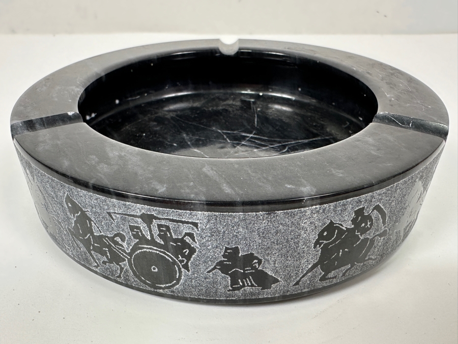 Vintage Hand Carved Marble Ashtray 6W [Photo 3]