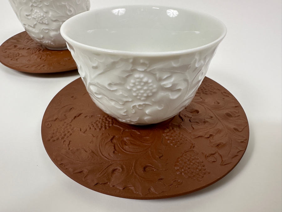 (2) Meissen Germany Porcelain White Tea Bowls & Saucers 4.25'W [Photo 10]