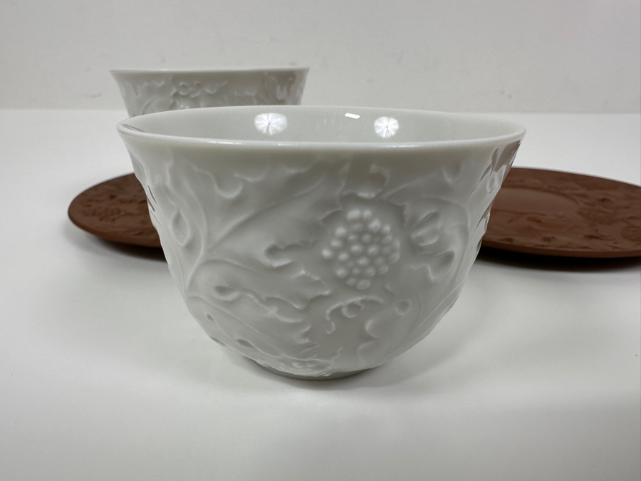 (2) Meissen Germany Porcelain White Tea Bowls & Saucers 4.25'W [Photo 7]