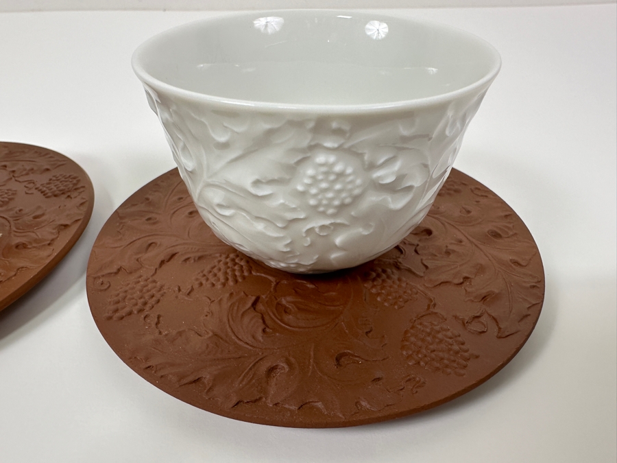 (2) Meissen Germany Porcelain White Tea Bowls & Saucers 4.25'W [Photo 5]