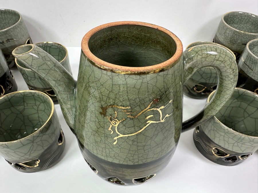 Vintage Japanese Somayaki (Soma Ware) Tea Set [Photo 9]