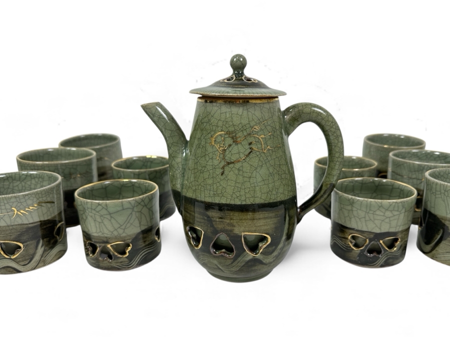 Vintage Japanese Somayaki (Soma Ware) Tea Set [Photo 2]