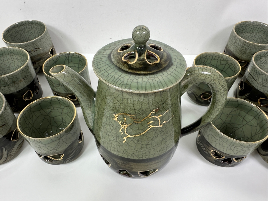 Vintage Japanese Somayaki (Soma Ware) Tea Set [Photo 6]