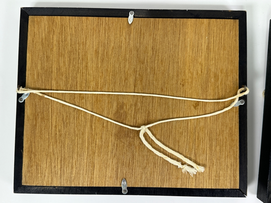 Pair Of Japanese Woodblock Prints By Shuzo Ikeda (1922-2004, Japan) Titled 'Children Playing With Cat's Cradle' & 'Clover' 6 X 4 Framed [Photo 7]