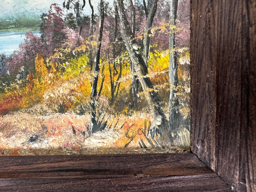 Pair Of Original 1989 Miniature Landscape Paintings On Board By Golk 4.5 X 6.5 [Photo 3]