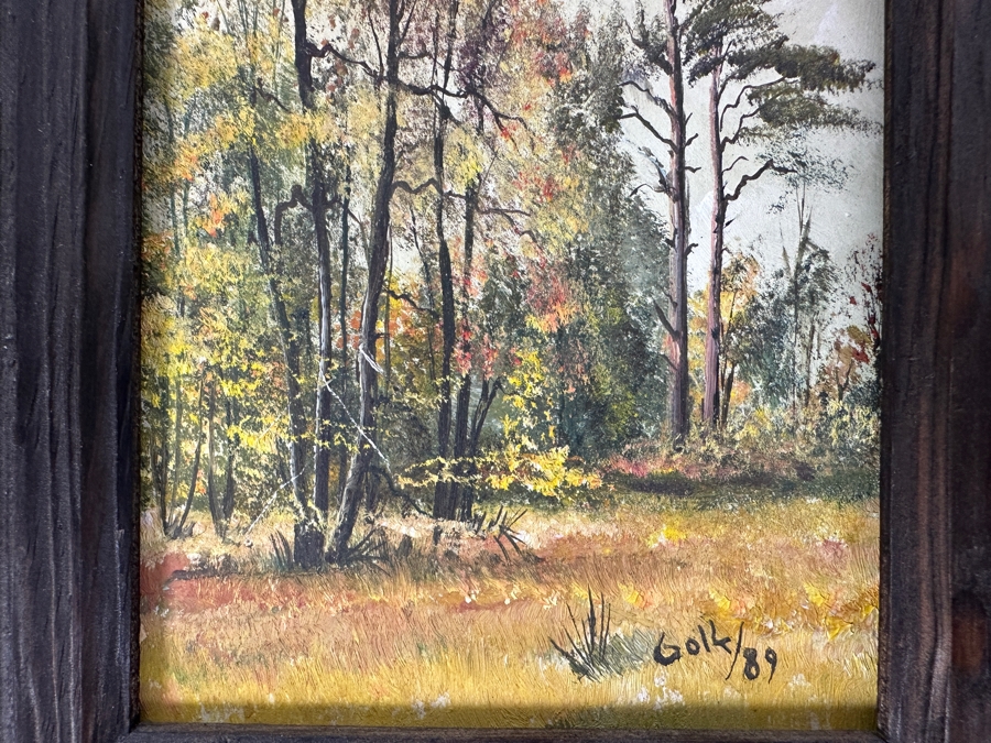 Pair Of Original 1989 Miniature Landscape Paintings On Board By Golk 4.5 X 6.5 [Photo 6]
