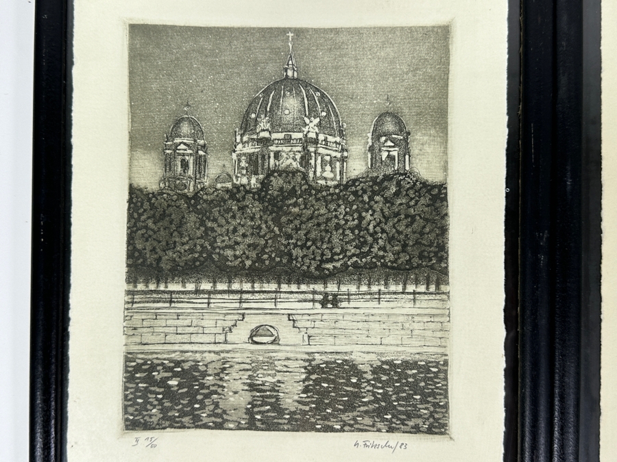 Pair Of Ulrich Fritzsche DDR Berlin Artist Hand Signed Etchings Dated 1981 & 1983 6 X 7 / 4.5 X 5.5 [Photo 2]