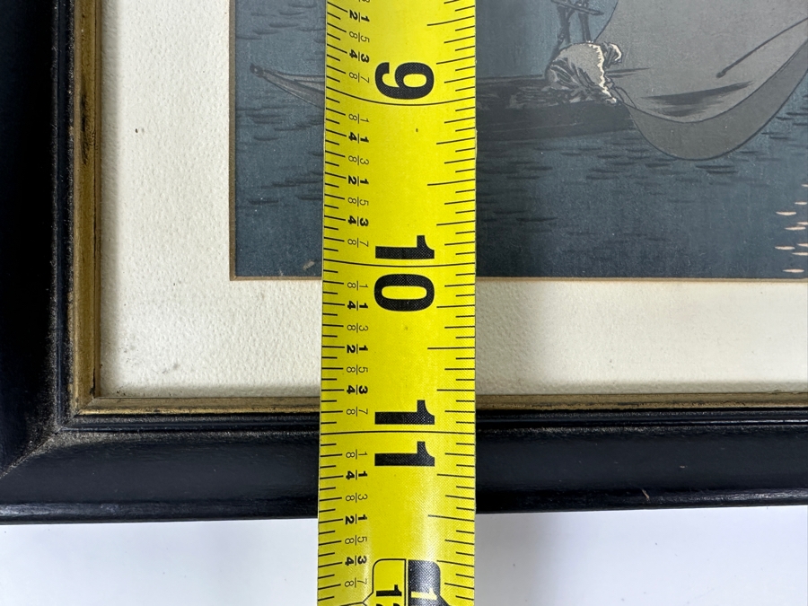 Vintage Arai Yoshimune (1873-1945, Japan) Japanese Woodblock Print Titled 'A Fishing Boat' 7 X 10 Framed 10 X 13 [Photo 8]