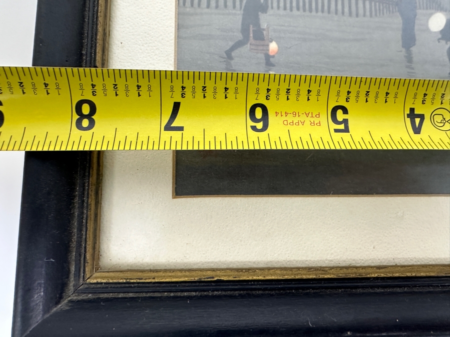 Vintage Kobayashi Kiyochika (1847-1915, Japan) Japanese Woodblock Print Titled 'A Rainy Day At Kudan' 7 X 10 Framed 10 X 13 [Photo 7]