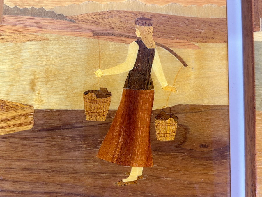 Pair Of USSR Marquetry Artwork Wooden Wall Plaque 9 X 13 [Photo 5]