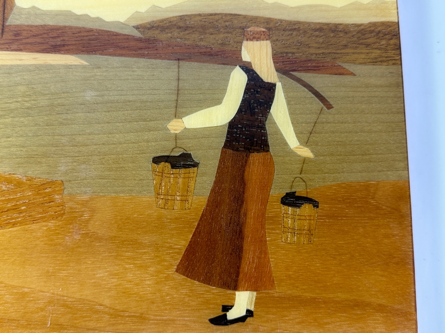 Pair Of USSR Marquetry Artwork Wooden Wall Plaque 9 X 13 [Photo 3]