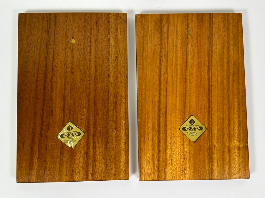 Pair Of USSR Marquetry Landscape Artwork Wooden Wall Plaques 8 X 12 [Photo 5]