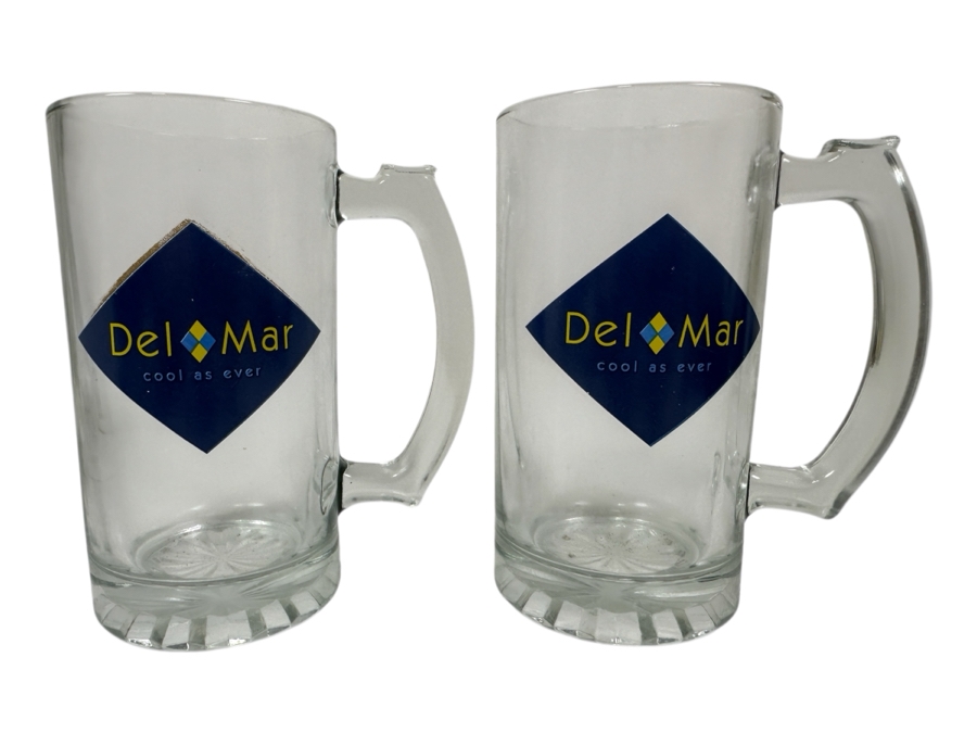 Pair Of Del Mar Cool As Ever Glass Beer Steins Mugs 6'H