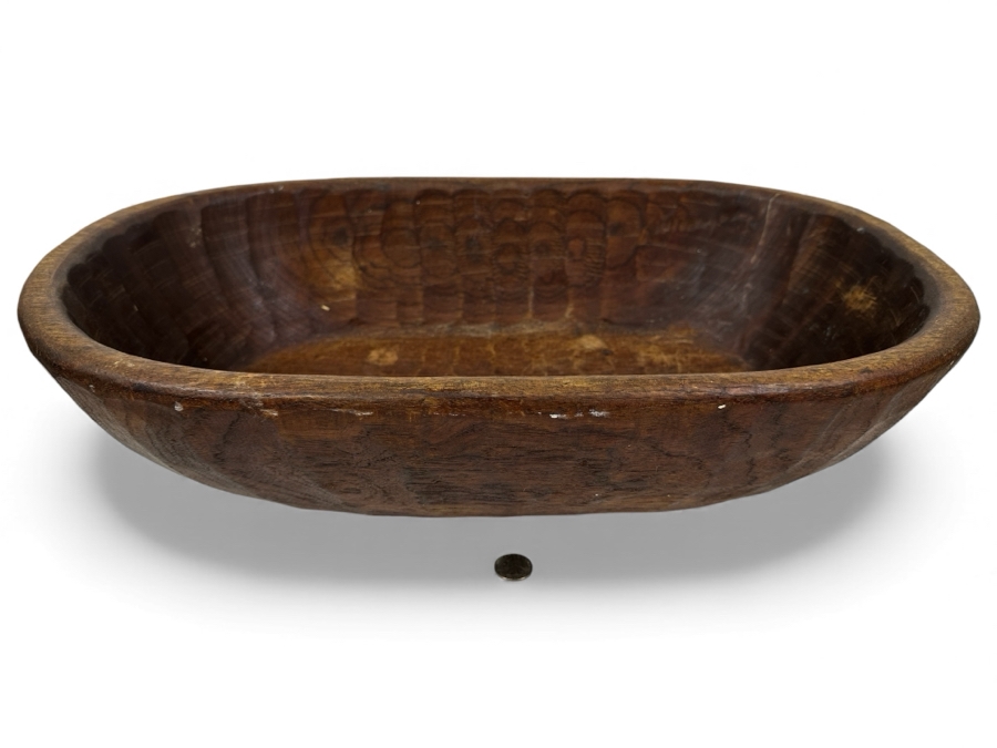 Large Carved Wooden Oval Bowl 23W X 14D X 6H