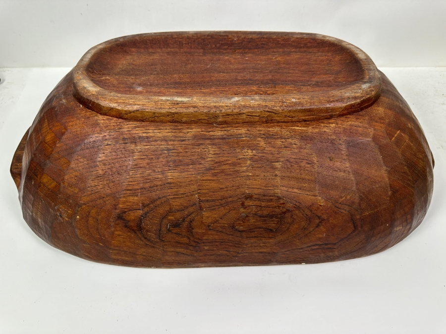 Large Carved Wooden Oval Bowl 23W X 14D X 6H [Photo 4]