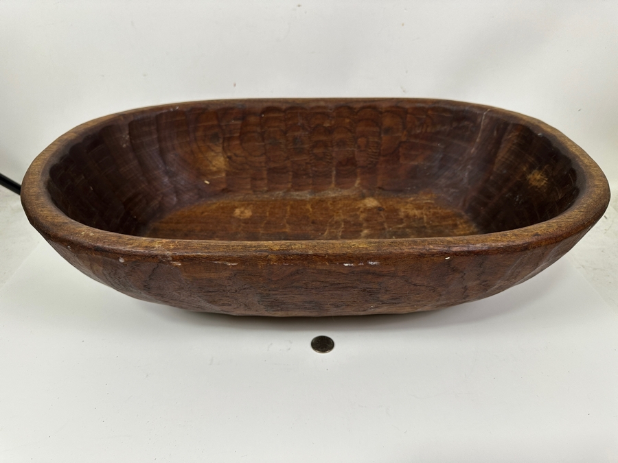 Large Carved Wooden Oval Bowl 23W X 14D X 6H [Photo 2]