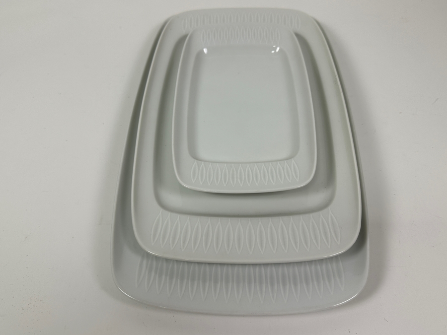 Vintage Mid-Century Modern Lorenz Hutschenreuther White Porcelain (3) Serving Platters: 9'L, 13'L & 15'L [Photo 8]