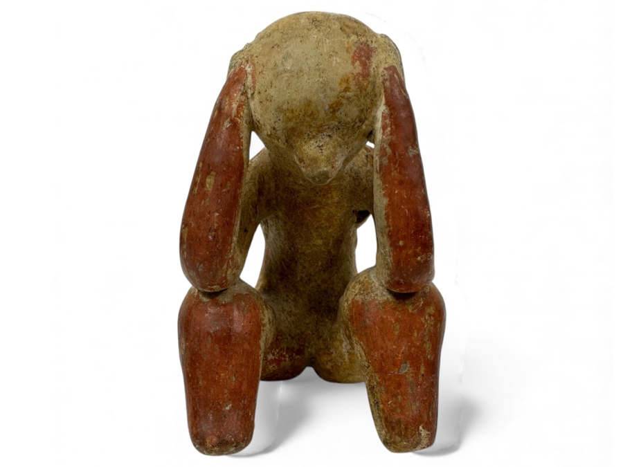 Ancient Terracotta Seated Figure From The Nayarit Culture In West Coast Mexico 3.5'H