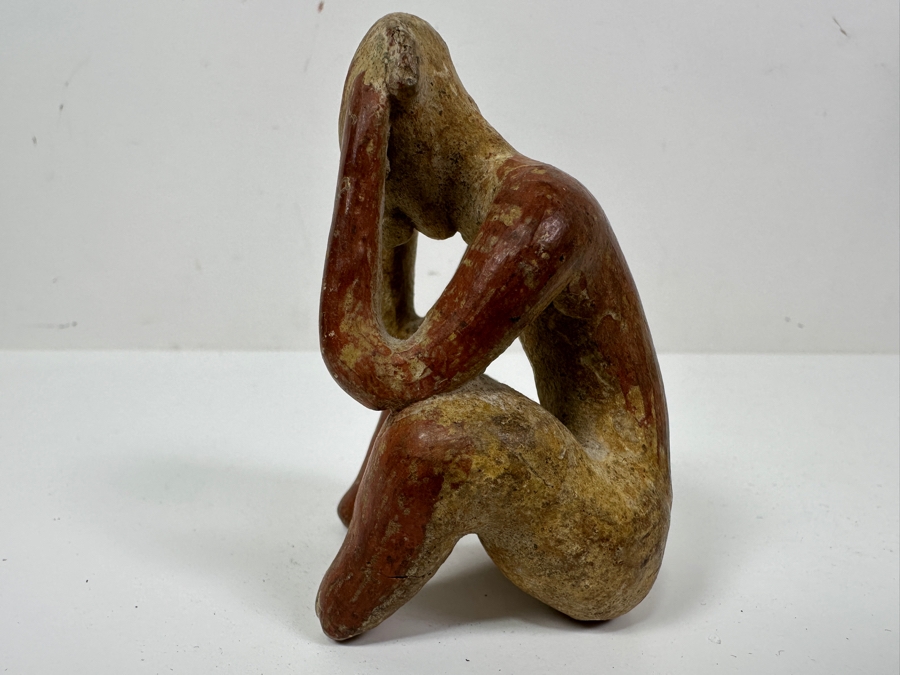 Ancient Terracotta Seated Figure From The Nayarit Culture In West Coast Mexico 3.5'H [Photo 5]