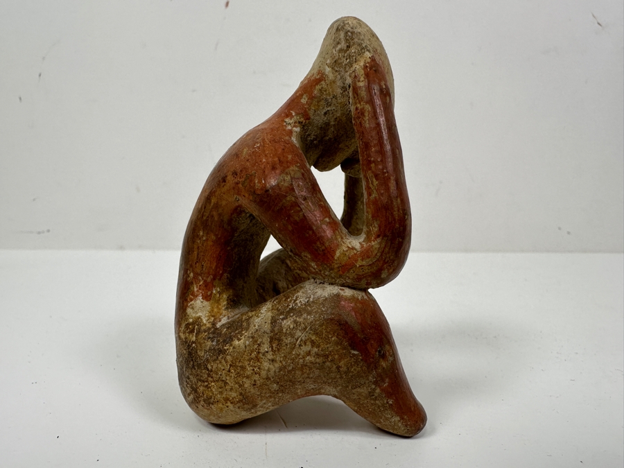 Ancient Terracotta Seated Figure From The Nayarit Culture In West Coast Mexico 3.5'H [Photo 3]