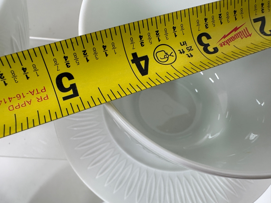 Vintage Mid-Century Modern Lorenz Hutschenreuther White Serving Bowls (2) 8.5'W, (1) 7.75'W & (1) Cup With Attached Plate [Photo 10]