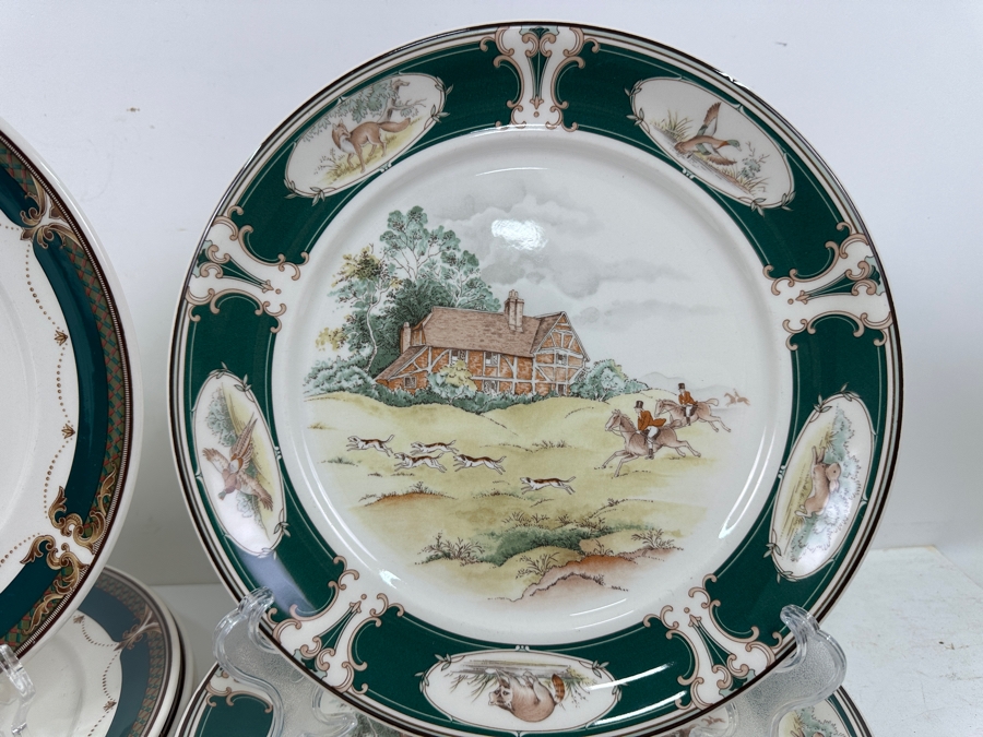 (8) Noritake Keltcraft Dinner Plates Ireland Pursuit Pattern And Wicklow Green Pattern 10.5'W [Photo 4]