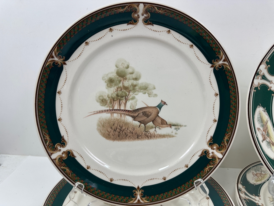 (8) Noritake Keltcraft Dinner Plates Ireland Pursuit Pattern And Wicklow Green Pattern 10.5'W [Photo 2]