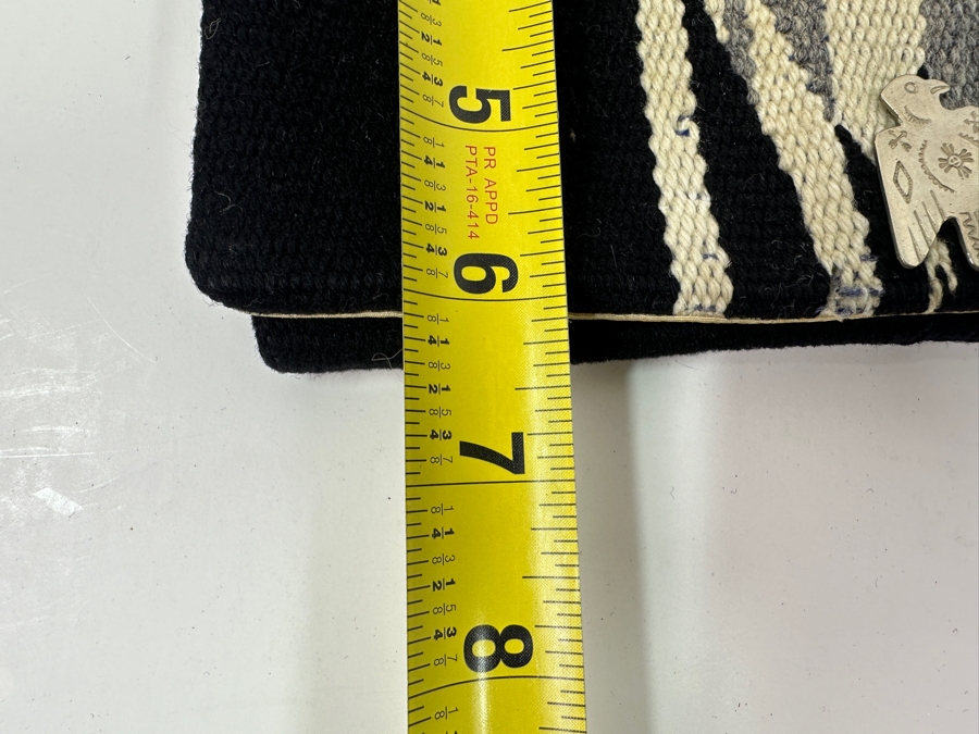 Vintage Fred Harvey Wool Clutch Handbag Chimayo Style From New Mexico With Thunderbird Clasp 10W X 6H [Photo 8]