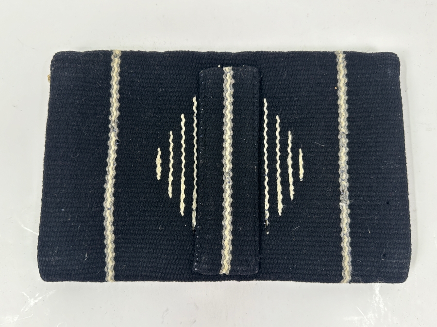 Vintage Fred Harvey Wool Clutch Handbag Chimayo Style From New Mexico With Thunderbird Clasp 10W X 6H [Photo 3]