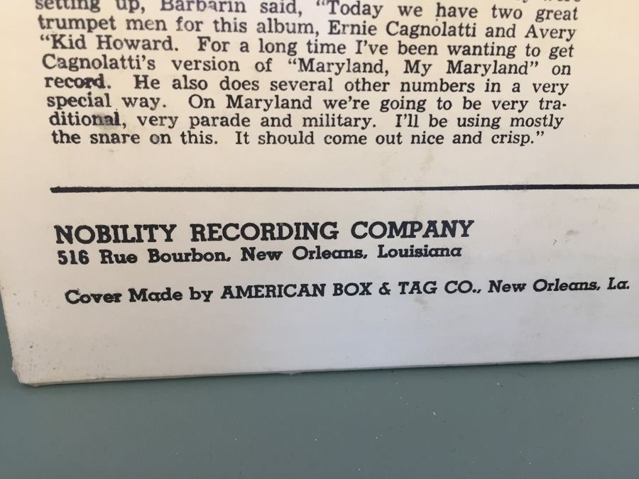 Paul Barbarin And His Jazz Band ‎- Paul Barbarin's Best at Dixieland Hall - Nobility Recording Company ‎- LP-707 - SIGNED [Photo 9]