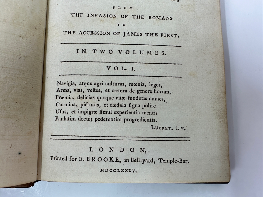 Rare Antique 1785 Leather Bound 2-Volume Book Set Remarks Upon The History Of The Landed And Commercial Policy Of England From The Invasion Of The Romans To The Accession Of James The First Published London Printed E. Brooke [Photo 6]