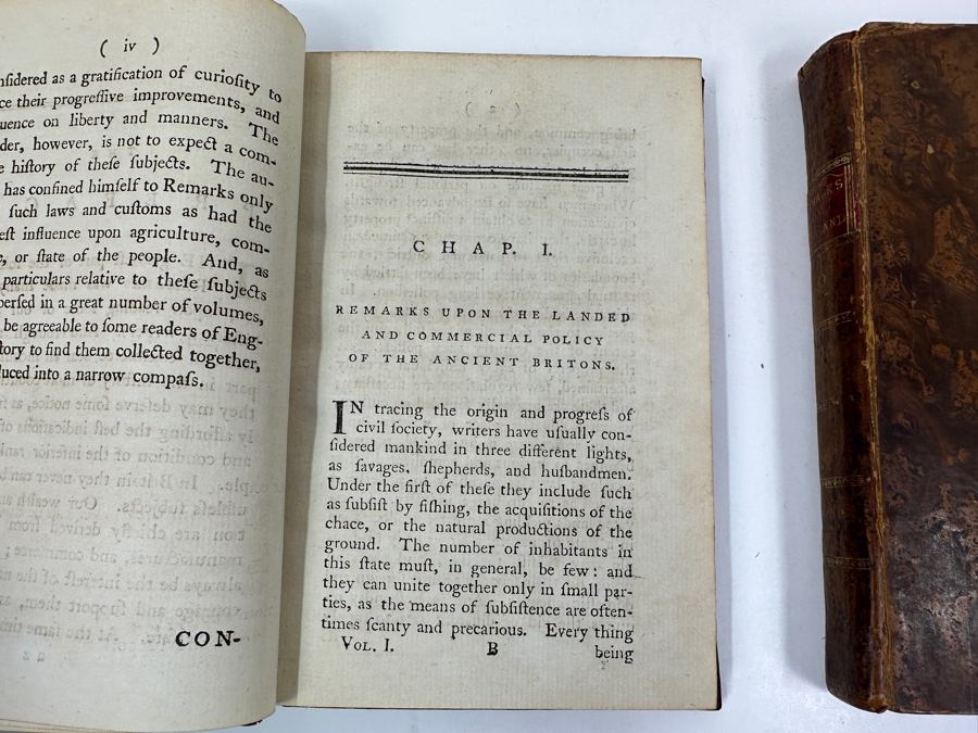Rare Antique 1785 Leather Bound 2-Volume Book Set Remarks Upon The History Of The Landed And Commercial Policy Of England From The Invasion Of The Romans To The Accession Of James The First Published London Printed E. Brooke [Photo 13]