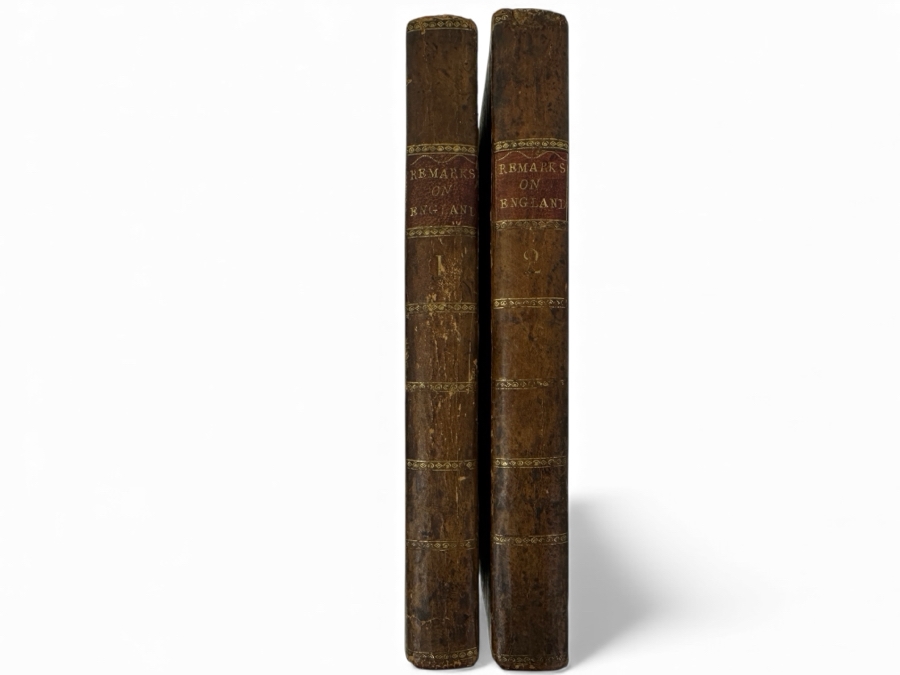 Rare Antique 1785 Leather Bound 2-Volume Book Set Remarks Upon The History Of The Landed And Commercial Policy Of England From The Invasion Of The Romans To The Accession Of James The First Published London Printed E. Brooke [Photo 4]