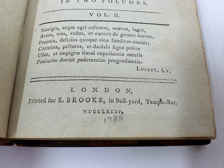 Rare Antique 1785 Leather Bound 2-Volume Book Set Remarks Upon The History Of The Landed And Commercial Policy Of England From The Invasion Of The Romans To The Accession Of James The First Published London Printed E. Brooke [Photo 10]