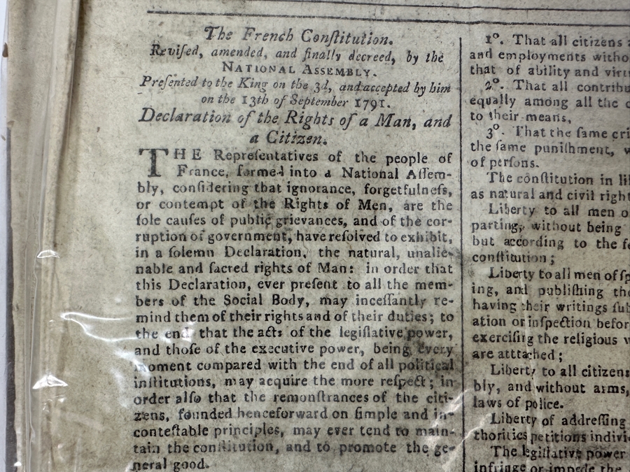 Rare Antique 1791 'Credo Of The New Age' By Product Of The American Revolution First American Printing Of The French Constitution 'Declaration Of The Rights Of Man' France National Assembly Housed In A Calf Case Printed By John Dunlap Philadelphia [Photo 8]