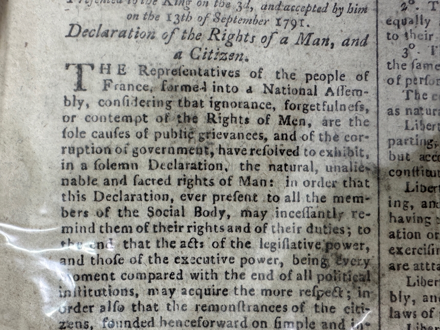 Rare Antique 1791 'Credo Of The New Age' By Product Of The American Revolution First American Printing Of The French Constitution 'Declaration Of The Rights Of Man' France National Assembly Housed In A Calf Case Printed By John Dunlap Philadelphia [Photo 9]