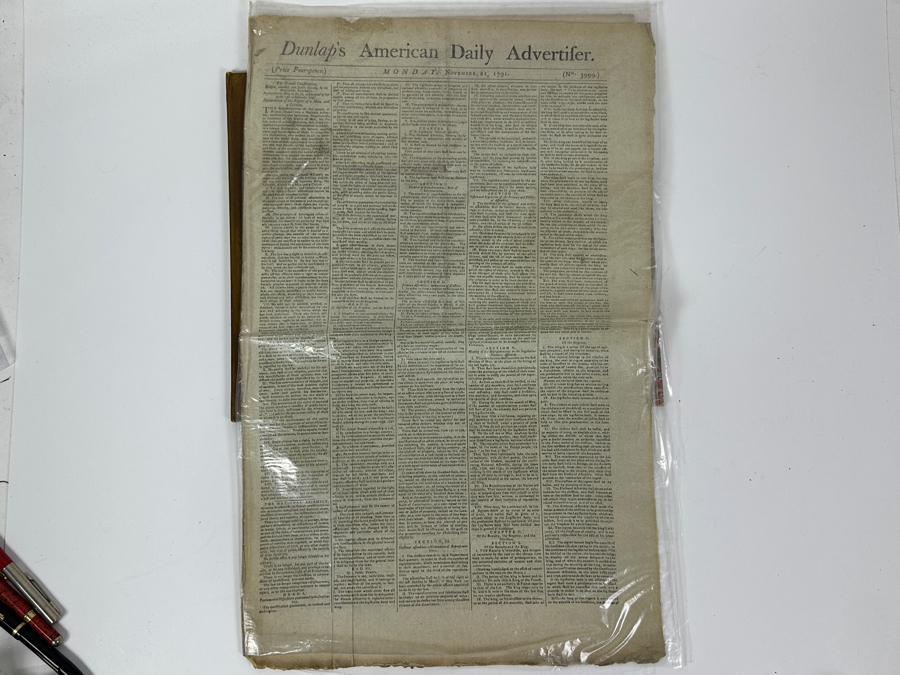 Rare Antique 1791 'Credo Of The New Age' By Product Of The American Revolution First American Printing Of The French Constitution 'Declaration Of The Rights Of Man' France National Assembly Housed In A Calf Case Printed By John Dunlap Philadelphia [Photo 10]