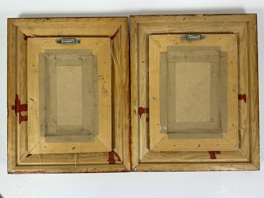 Pair Of Original Hand Painted Indian Miniature Paintings 4 X 7 Framed 11 X 14 [Photo 17]