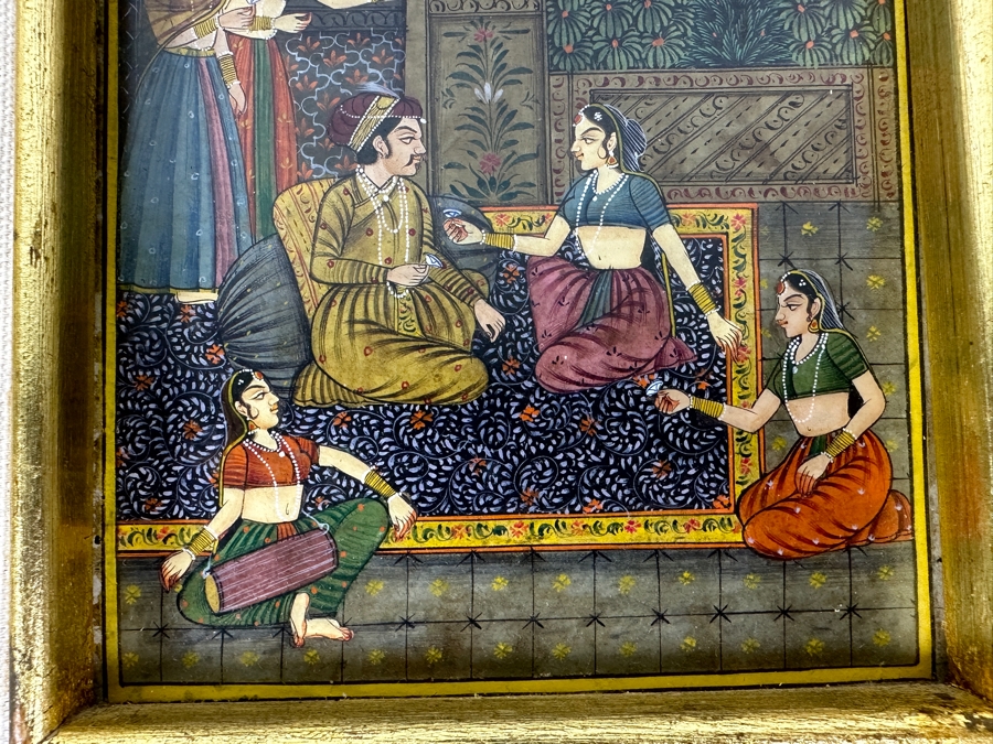 Pair Of Original Hand Painted Indian Miniature Paintings 4 X 7 Framed 11 X 14 [Photo 7]