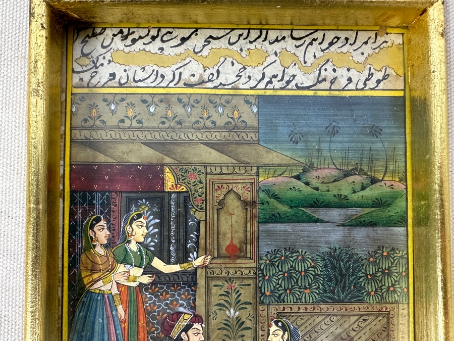 Pair Of Original Hand Painted Indian Miniature Paintings 4 X 7 Framed 11 X 14 [Photo 5]