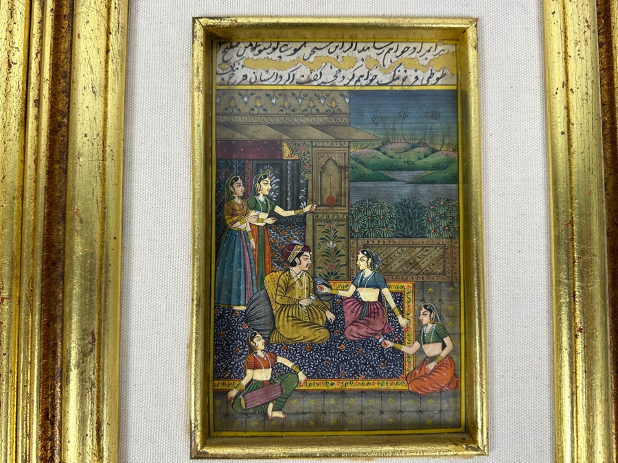 Pair Of Original Hand Painted Indian Miniature Paintings 4 X 7 Framed 11 X 14 [Photo 4]