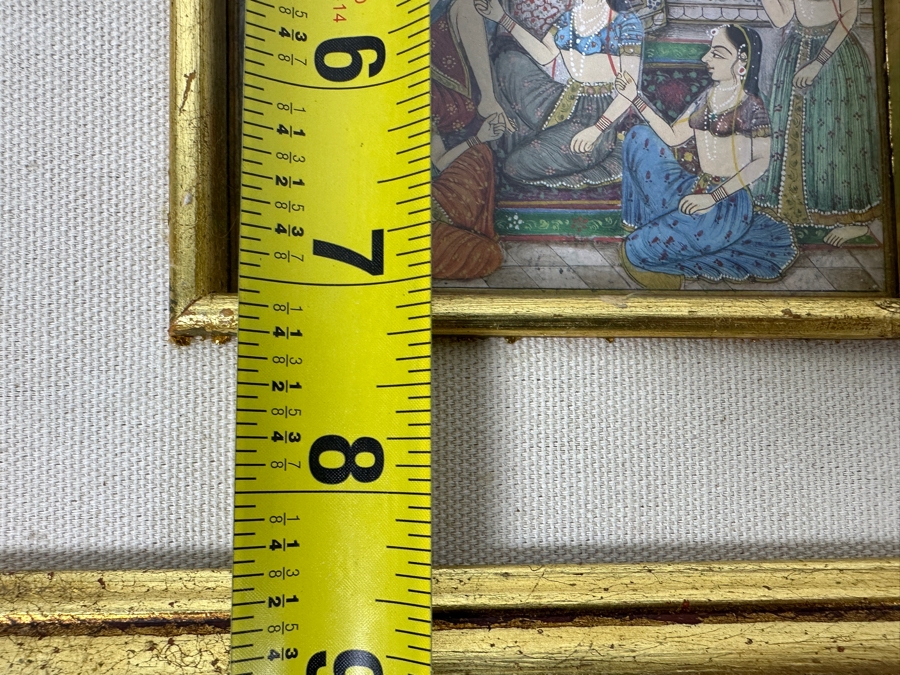 Pair Of Original Hand Painted Indian Miniature Paintings 4 X 7 Framed 11 X 14 [Photo 13]