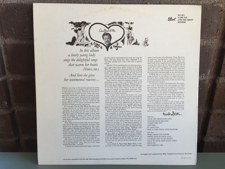 Gale Storm ‎- Sentimental Me - Dot Records ‎- DLP-3017 - SIGNED [Photo 3]