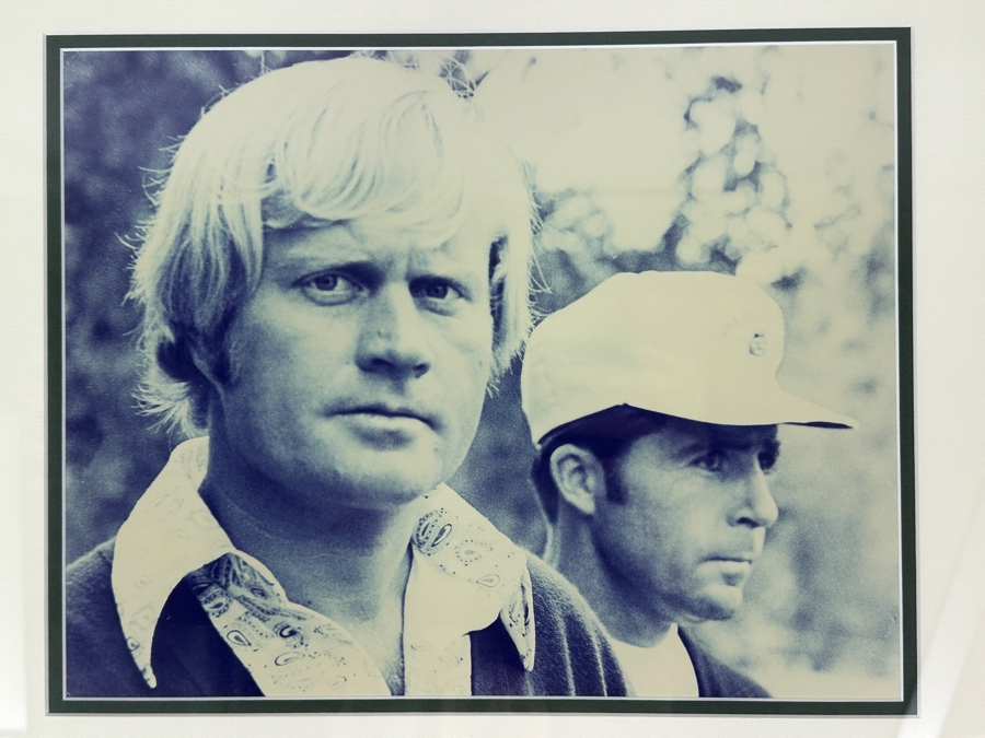 Vintage B&W Photograph Of Professional Golfer Jack Nicklaus & Tom Watson 14' X 11' Framed 20' X 17'