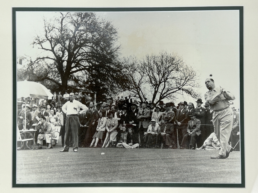 Vintage B&W Photograph Of Professional Golfer Ben Hogan Shot By Frank Christian During The Masters Golf Tournament 14' X 11' Framed 20' X 17'