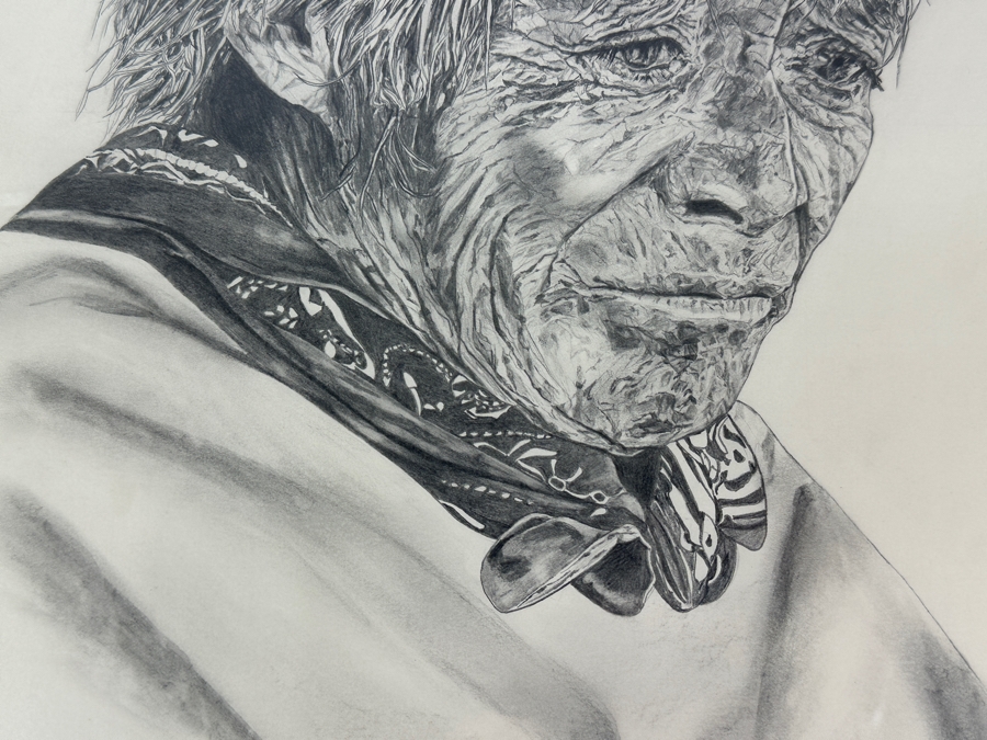 Original Pencil Portrait Drawing On Paper Signed Lower Left Patella 12 X 18 Framed 18 X 24 [Photo 5]