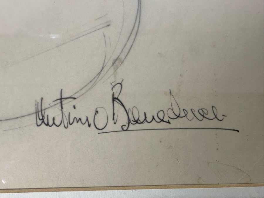 Antonio Beneduce (1900-1975, Italian) Original Pencil Watercolor Nude Portrait Signed Lower Right 10 X 13 Framed 17.5 X 20.5 [Photo 5]