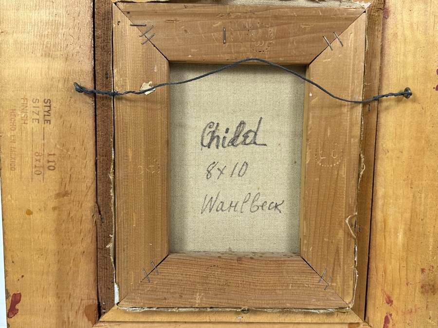 Carlo Wahlbeck (B. 1933, California/Sweden) Original Portrait Painting On Canvas Signed Lower Left And Verso Titled 'Child' 8 X 10 Framed 16.5 X 18.5 [Photo 6]
