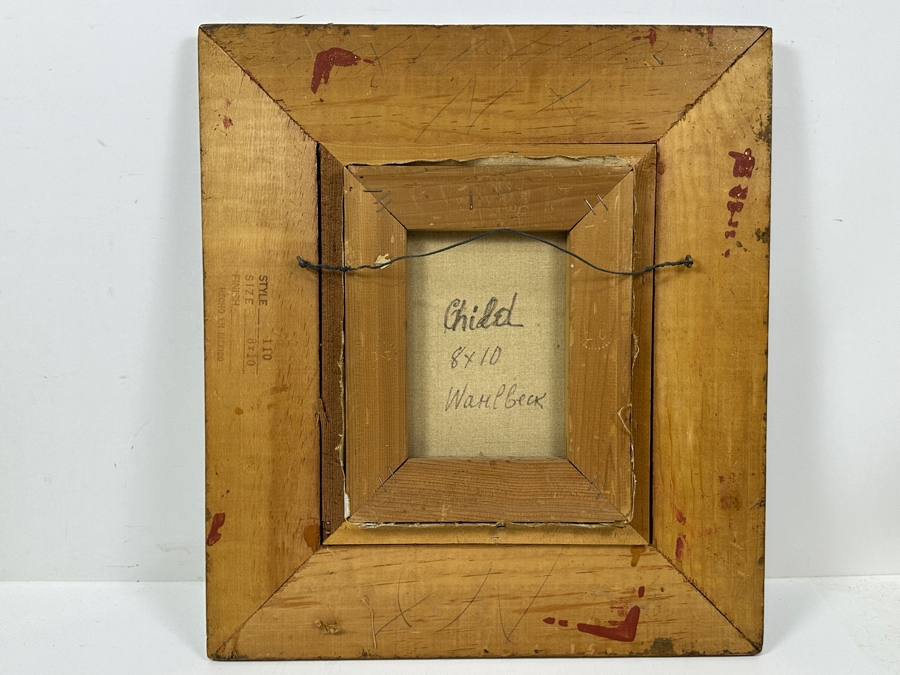 Carlo Wahlbeck (B. 1933, California/Sweden) Original Portrait Painting On Canvas Signed Lower Left And Verso Titled 'Child' 8 X 10 Framed 16.5 X 18.5 [Photo 5]